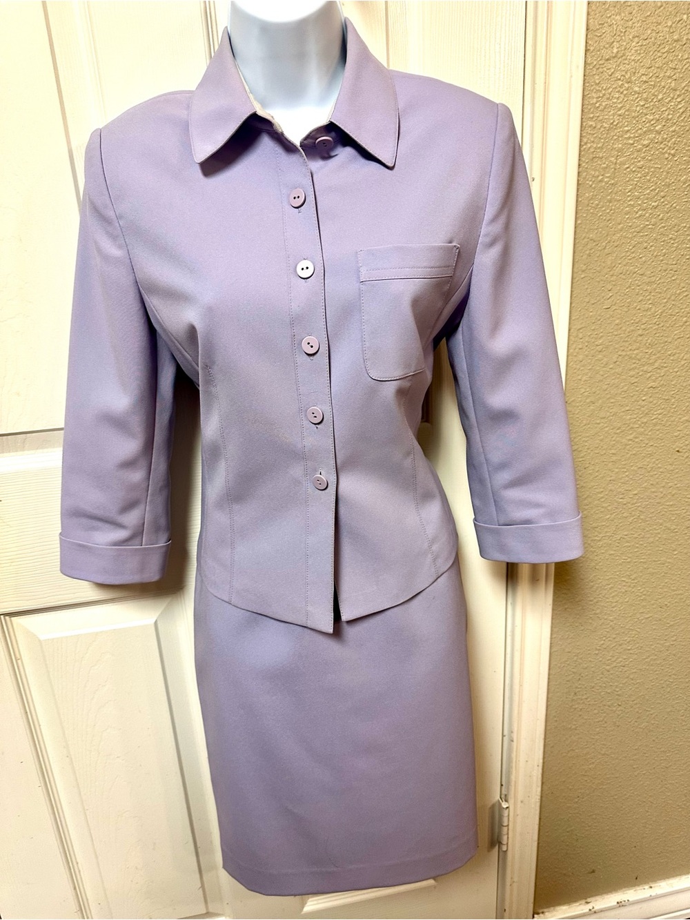 Kasper Lavender Button-Front Suit Jacket